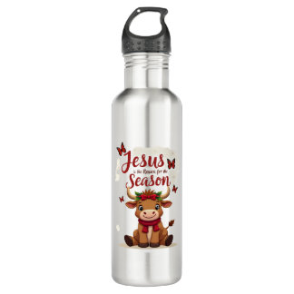 Botella De Agua Jesus Reason for The Season Cow Christmas Christia