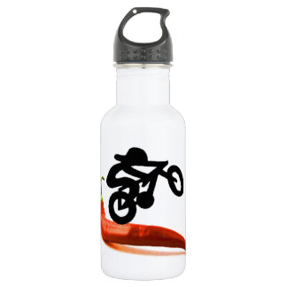 Botella De Agua Jinete de la bici de la pimienta roja