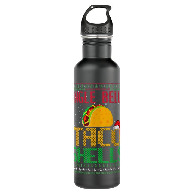 Botella De Agua Jingle Bell Taco con Navidades de ping pong mexica (Anverso)