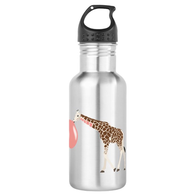Botella De Agua Jirafa de chicle soplando burbuja  (Anverso)