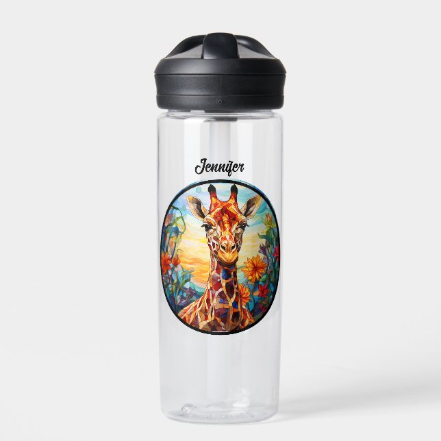 Botella De Agua Jirafa de Vidrio Emplomado Personalizada (Delante)