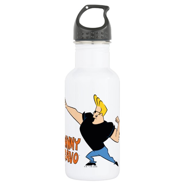 Botella De Agua Johnny Bravo Flexing (Anverso)
