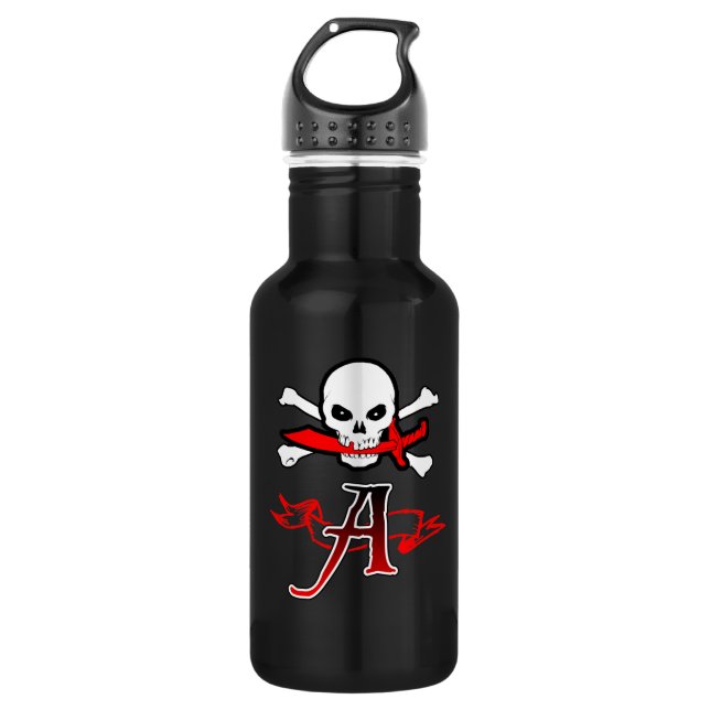 Botella De Agua Jolly Roger A Monograma Inicial (Anverso)