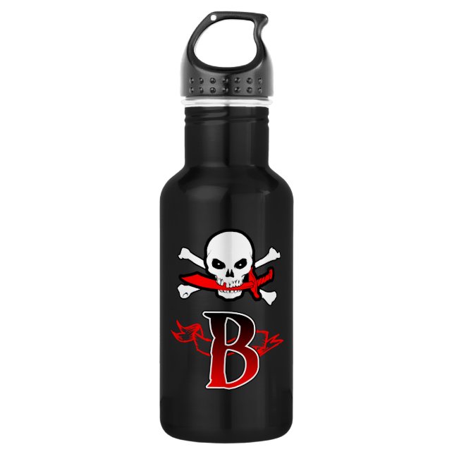 Botella De Agua Jolly Roger B Monograma Inicial (Anverso)