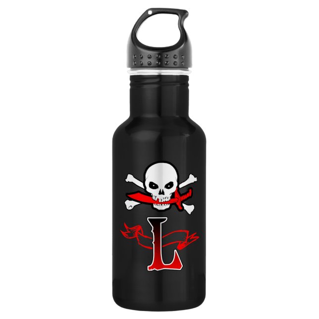 Botella De Agua Jolly Roger L Monogram Inicial (Anverso)