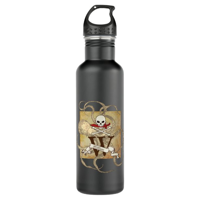 Botella De Agua Jolly Roger Monogram Inicial (Anverso)