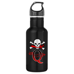 Botella De Agua Jolly Roger Q Monograma Inicial