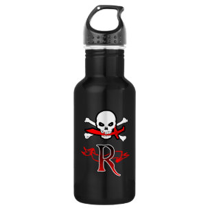 Botella De Agua Jolly Roger R Monograma Inicial