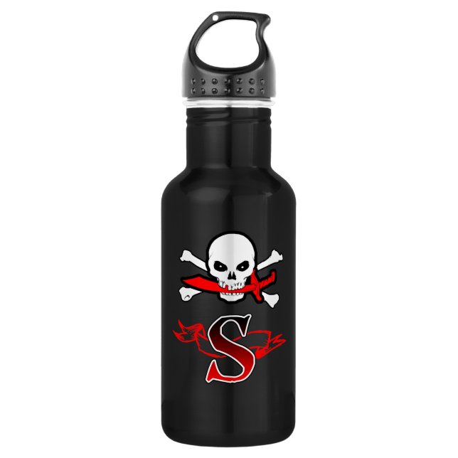 Botella De Agua Jolly Roger S Monograma Inicial (Anverso)