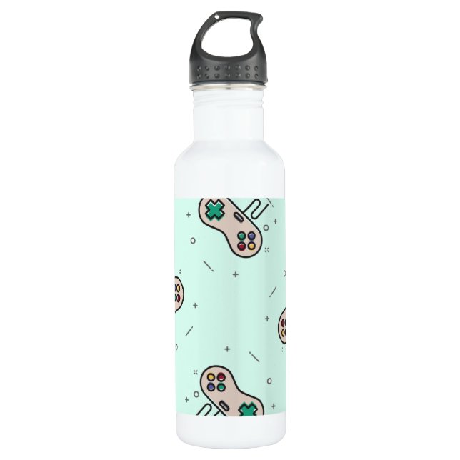 Botella De Agua joystick de juego gris en azul (Anverso)