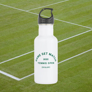 Botella De Agua Juego de partidos verdes Escudo Tenis