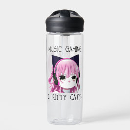 Botella De Agua Juego musical personalizado y Chica de anime de ga