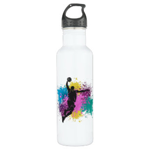 Botella De Agua Jugador de baloncesto Grungy Color Splashes