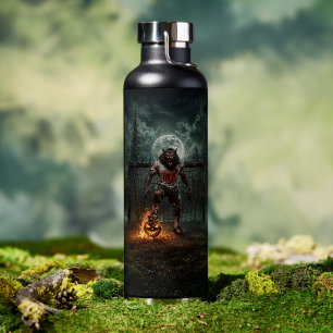 Botella De Agua Jugador de fútbol hombre lobo arte de terror de Ha