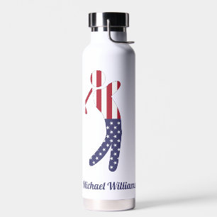 Botella De Agua Jugador de golf de Bandera Americana Personalizada