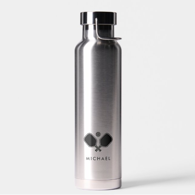 Botella De Agua Jugador de Pickleball con nombre personalizado (Izquierdo)