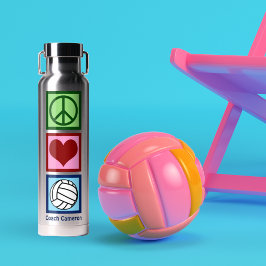 Botella De Agua Jugador de voleibol de amor por la paz personaliza