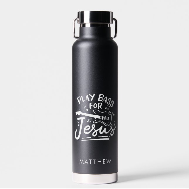 Botella De Agua Jugar Guitarra Bass Para Jesús Cristiano Personali (Delantero)