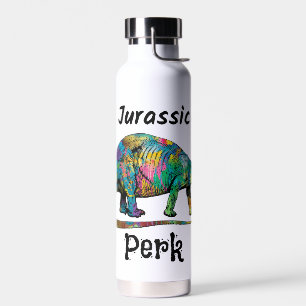 Botella De Agua Jurassic Perk Dinosaur Colorido Blanco