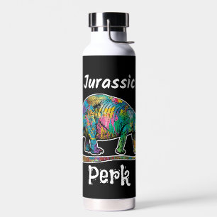 Botella De Agua Jurassic Perk Dinosaur Colorido Negro