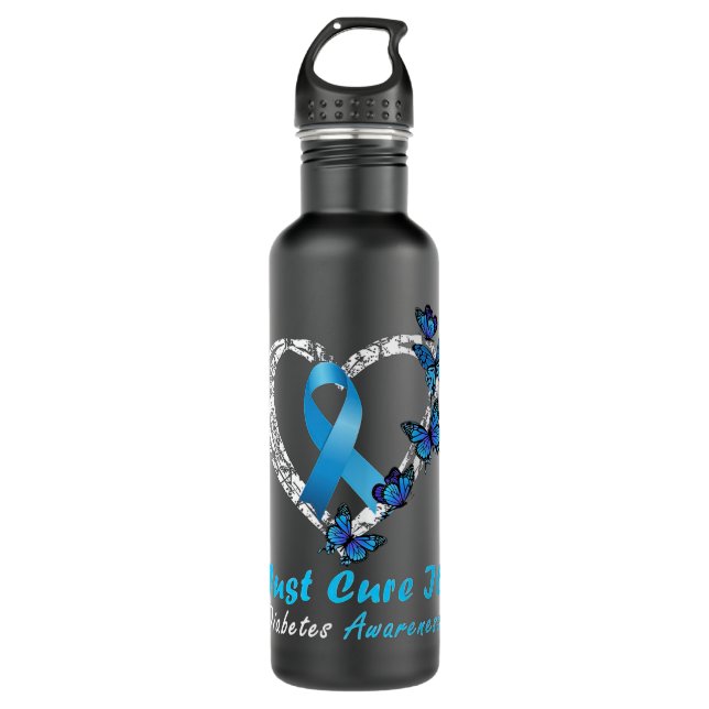 Botella De Agua Just Cure It Diabetes Awareness Ribbon Butterfly (Anverso)