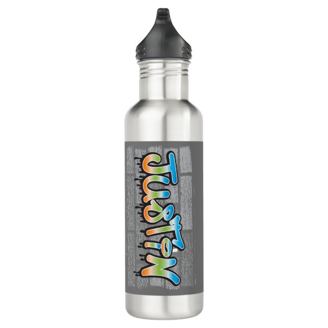 Botella De Agua Justin Your Name Graffiti Logo Brick Wall Paint (Derecha)