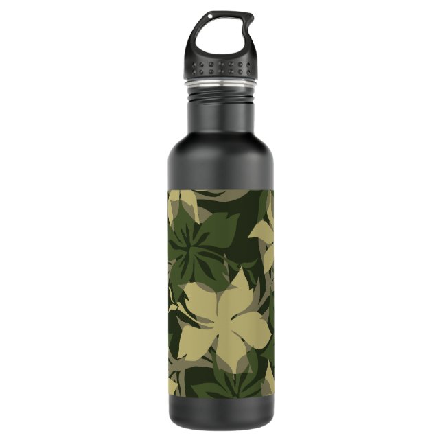 Botella De Agua Kaanapali Camo Hawaiian Hibiscus Tonal (Anverso)