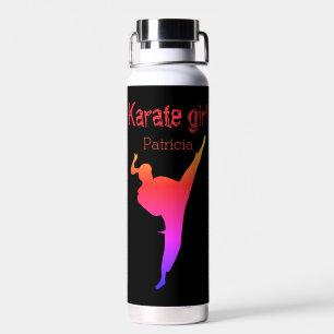 Botella De Agua Karate Chica Silhouette Martial Arts Deportes mode