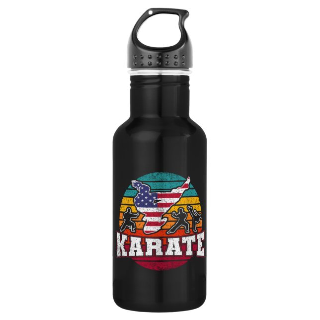 Botella De Agua Karate femenino - Chicas Bandera de Estados Unidos (Anverso)