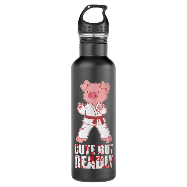 Botella De Agua Karate Pig Taekwondo Martial Arts Hog Animal (Anverso)