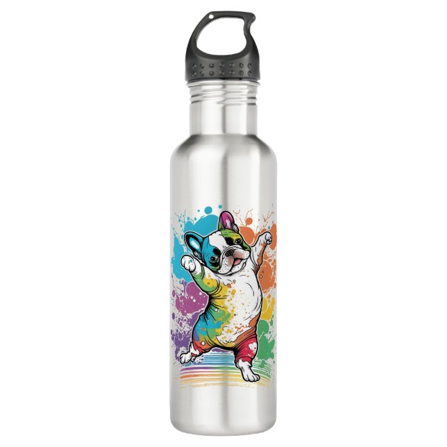 Botella De Agua Kawaii bailando en Boston Terrier (Anverso)
