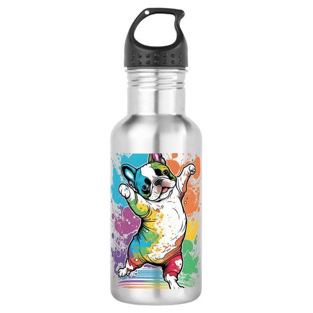 Botella De Agua Kawaii bailando en Boston Terrier (Anverso)