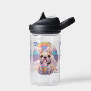 Botella De Agua Kawaii Bulldog francés helado arcoiris