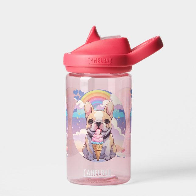 Botella De Agua Kawaii Bulldog francés helado arcoiris (Izquierdo)