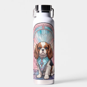 Botella De Agua Kawaii Cavalier Rey Charles Pastel Vidrio Manchado