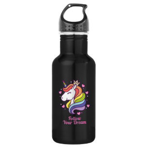 Botella De Agua Kawaii coloridos sueños de unicornio arcoiris
