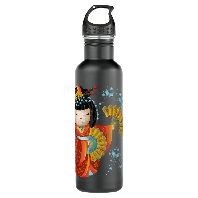 Botella De Agua Kawaii japonés muñeca kokeshi Kimono Geisha Butter (Anverso)