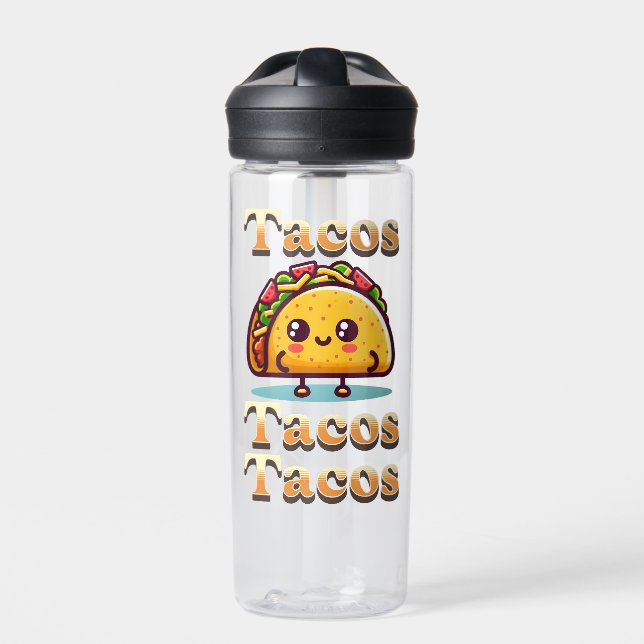 Botella De Agua Kawaii Personalizado Tacos (Delante)