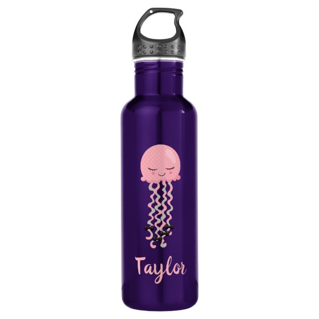 Botella De Agua Kawaii Pink Jellyfish Purple (Anverso)