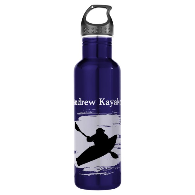 Botella De Agua Kayaking - silhouette of kayaker - Personalize (Anverso)