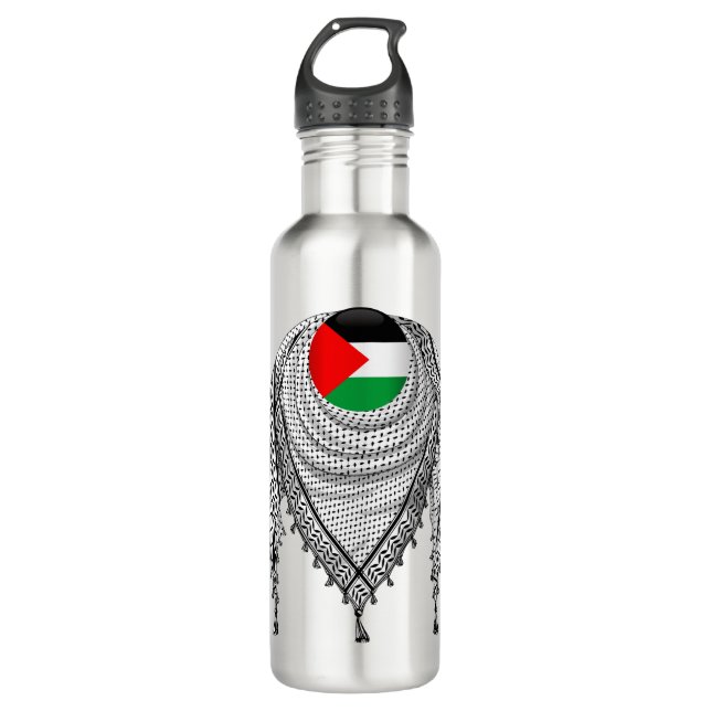 Botella De Agua Keffiyeh palestino Scarf tejido tradicional (Anverso)