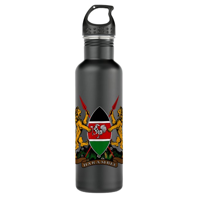 Botella De Agua Kenya Escudo de armas Afiche de la bandera de los  (Anverso)