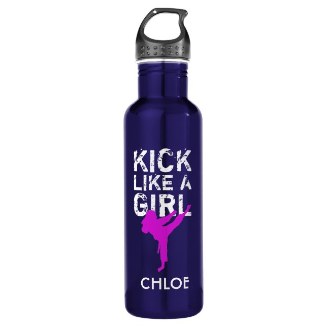 Botella De Agua Kick Like a Girl Karate Martial Arts (Anverso)