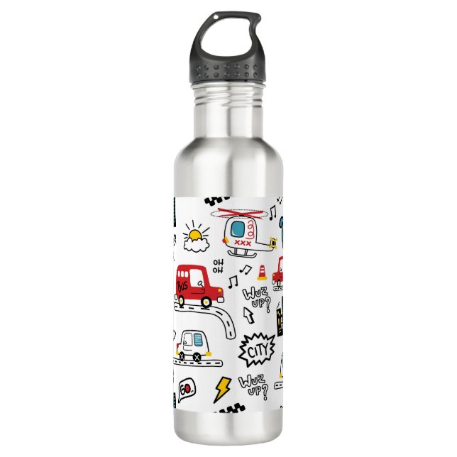 Botella De Agua Kids Playful Transport Pattern  (Anverso)