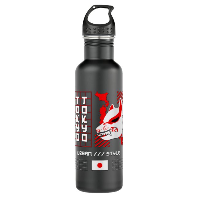 Botella De Agua Kitsune Fox Tokyo City (Anverso)