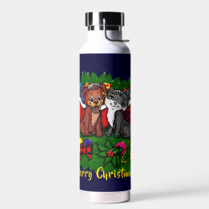Botella De Agua Kitty and Puppy , Happy XMas
