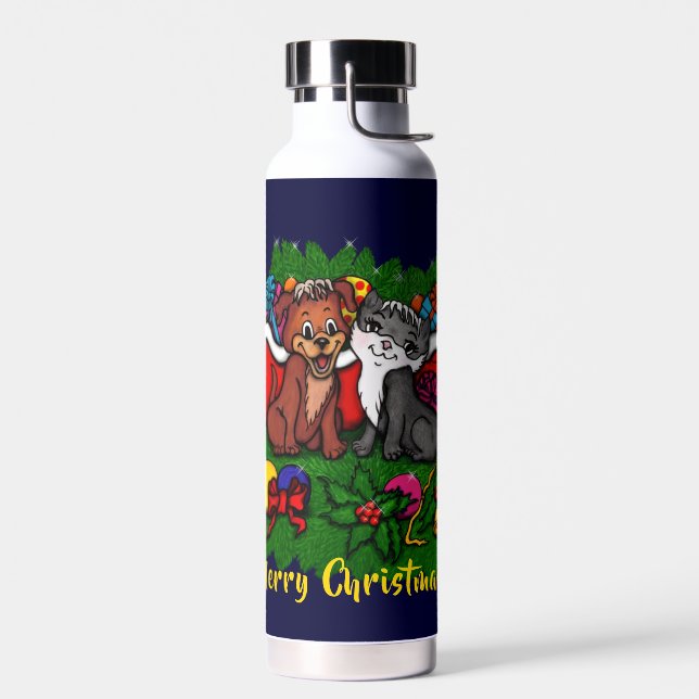 Botella De Agua Kitty and Puppy , Happy XMas (Izquierdo)