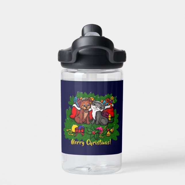 Botella De Agua Kitty and Puppy , Happy XMas (Parte trasera)