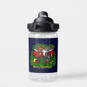 Botella De Agua Kitty y cachorro, Feliz Navidad