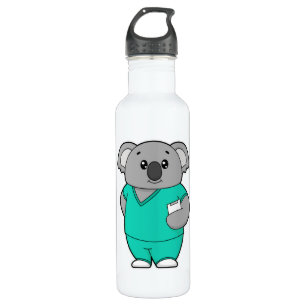 Botella De Agua Koala como enfermera con Notepad